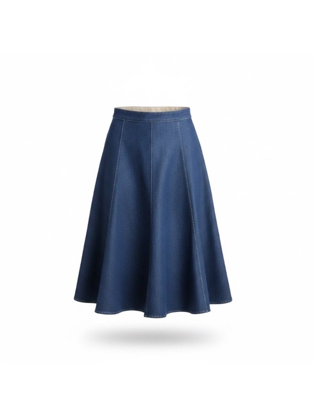 I,E Petite Womens Blue  Panel Flared Midi Skirt Elegant Casual Size 12P
